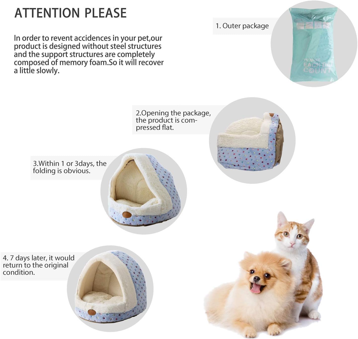 Cat Bed Small Dog Bed Pet Cave Bed For Puppy Kitten Rabbit Cute Fleece Igloo House for Small Dogs Indoor Cats Non-Slip Warm Washable Tent House