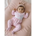 thumbnail image 6 of BemeyourBBs Newborn Baby Girl Little Sister Outfit Plaid Footied Romper Little Sis Bow Embroidery Long Sleeve Doll Collar Full Length Footed Jumpsuit Cute Infant Girls Spring Fall Winter Clothes, 6 of 9