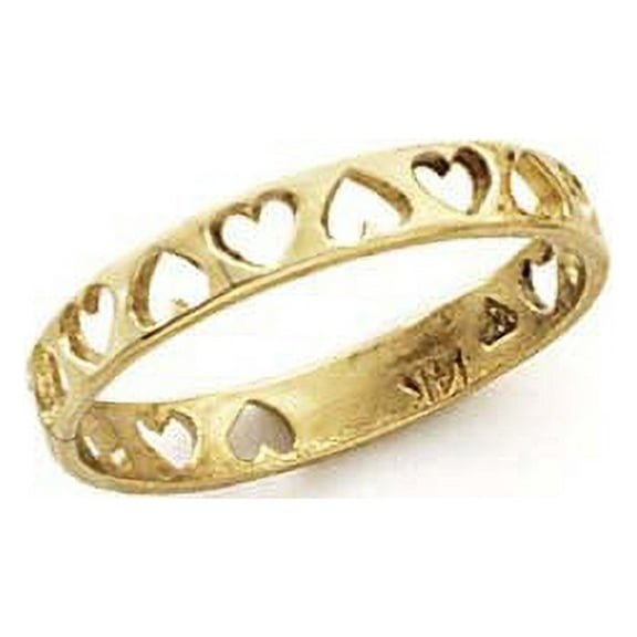 14k Yellow Gold Cutout Heart Band Ring - 1.0 Grams - Size 7.0