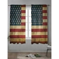 thumbnail image 4 of Retro Red Blue USA Flag Curtains 72 Inch Length, Sheer Curtains for Bedroom Living Room Window American Flag Vintage Rod Pocket Voile Drapes Kitchen Curtains Small Half Window 52"x72" 2 Panels, 4 of 7