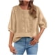 thumbnail image 3 of TaTaai Loose Fit Women's T-Shirt / Cotton Linen Embroidered Blouse / Vintage Style Short Sleeve Round Neck Top Gift, 3 of 6