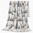 thumbnail image 2 of Peaceful Mountain Winter Deer Scene Rustic Cabin Snowy, Peaceful Mountain Lake Scene, Warm Flannel Blanket for Cabin and Lodge, Outdoor Lovers Camping Gift, Rustic Home Decor, 2 of 9