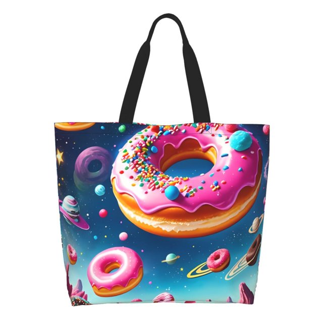 Disketp Starry Sky Colorful Donut Bolsa Tote Estampada para Mujer, Bolso de Hombro y de Mano para Compras y Viajes
