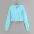 thumbnail image 2 of felwors Zip Up Hoodies for Women Cropped Long Sleeve Sweatshirts Jackets Trendy Y2k Crop Tops Teen Girls Clothes 2025 Sky Blue, XXXL, 2 of 4