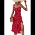 thumbnail image 1 of Vestido de Verano Floral para Mujer, Vestido Midi con Tirantes Finos y Espalda Descubierta, Vestido Bohemio para Vacaciones en la Playa. Rojo L, 1 of 9