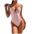 thumbnail image 1 of LNGOOR Summer Savings Clearance One Piece Swimsuit For Wonen Tummy Control Swimwear Solid Color Monokinis Bathing Suits, 1 of 2