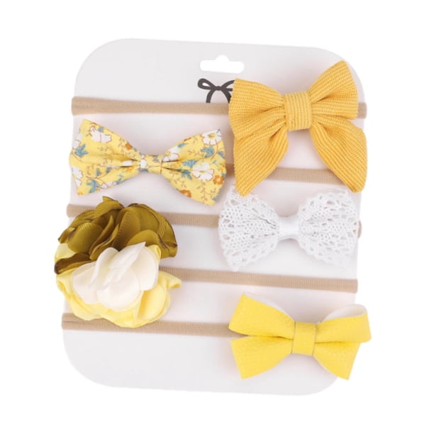 Conjunto de 5 diademas con lazo para bebé, de nailon flexible y , para recién nacidos de 3 a 6 meses. estilo A