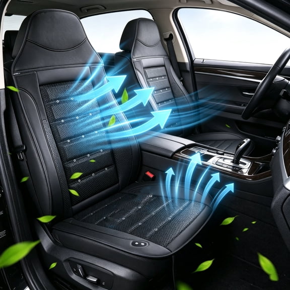 Cooling Car Seat Cover Front Seat,12V-24V Ventilated Cooling Car Seat Cushion, Cooled Seat Cover for Car SUV Truck Universal Fit, Fashion Black