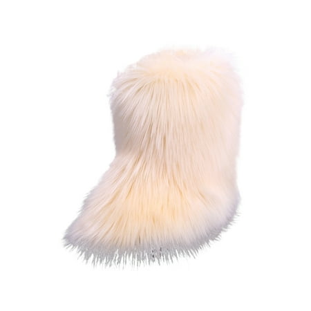 

Zodanni Kids Comfort Snow Boot Outdoor Warm Color Block Winter Shoes Non-Slip Fashion Pull On Fluffy Boots Light Beige 4.5c