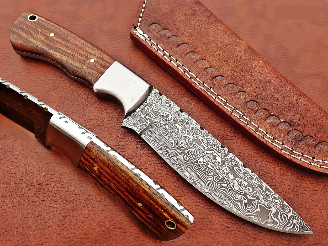 9.5" skinning knife, 5" full tang Rain drop pattern straight back