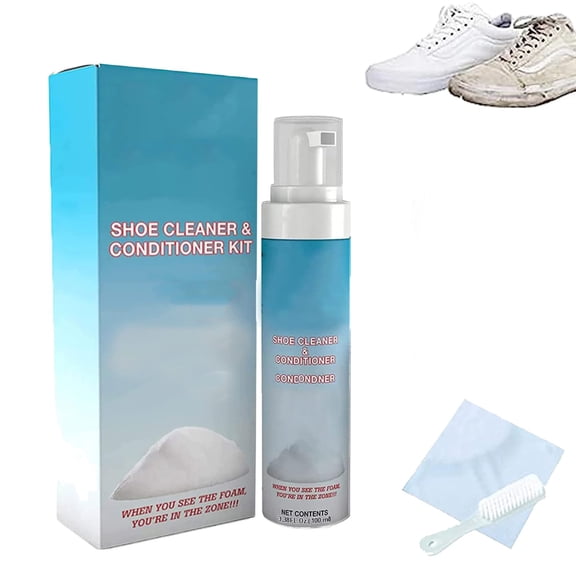 Xerdsx Shoe Cleaner & Conditioner Kit, FC150 Shoe Cleaner Foam Kit, White Shoes Multifunctional Foam Cleaning Spray, Shoe Stain Remover with Hair Brush & Towel
