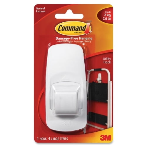 Command Jumbo Hook 7.50 lb (3.40 kg) Capacity - Plastic - White - 1 Pack
