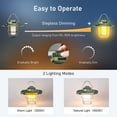 thumbnail image 2 of Lámpara de camping verde recargable, luz LED retro para camping, recargable por USB, C-Light, cálida y natural, atenuación continua, brillante 13 H + autonomía, luz portátil impermeable para tienda de, 2 of 3
