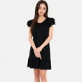 thumbnail image 2 of Women's Ruffle Sleeve V-Neck Dress with Tiered Hem and Relaxed Fit - X Large, Black, 2 of 7