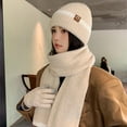 thumbnail image 6 of Winter Hats for Women Fleece Lined Beanie Knit Chunky Snow CapWinter Knitted Wool Hat Female Cold-proof Warm Hat Scarf Gloves Three-piece Set Fashionable All-match Ear Protection Pullover Hat Beige, 6 of 6