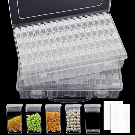 2 Pack 64 Grids Diamond Painting Storage Containers 5d Plastic Box Bead ...