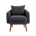 thumbnail image 5 of Boucle Accent Chair with a Pillow, Modern Upholstered Lounge Chair with Rubber Wood Legs, Armchair with Curved Edges for Living Room Bedroom Dressing Room Vanity Room, Carbon Black, 5 of 9