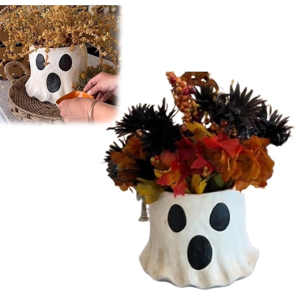 Cubo fantasma más lindo, 1/2 pieza de maceta fantasma de Halloween, lindos cubos de resina para golosinas de Halloween, decoración espeluznante para el hogar de Halloween, cubos fantasma de Halloween