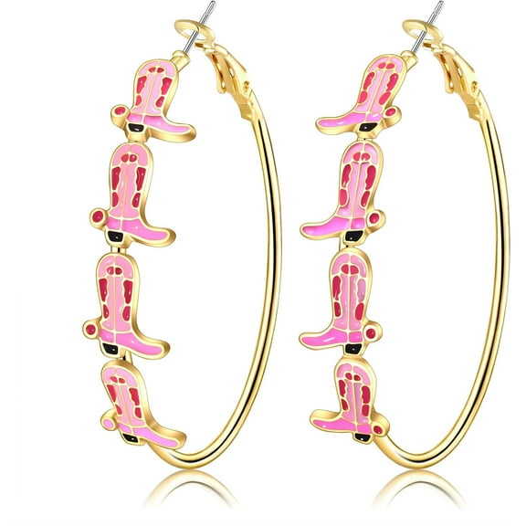 XBage Western Hoop Earrings For Women Boho Turquoise Vintage Cowgirl Boot Howdy Silver Statement Large Hoop Earrings Western Jewelry Accessories For Women Cowgirl[H9870]