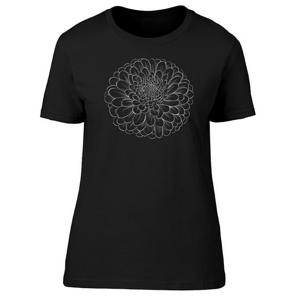 B&W Chrysanthemum Art T-Shirt Women -Image by Shutterstock, Female XX-Large