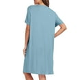 thumbnail image 5 of DuoJiaJ Pajama Nightgown For Women Short/Long Sleeve Button Down Nightwear Top Boyfriend Sleep Shirts Nightdress Plus Size Nightgowns Women Light Blue, 5 of 5