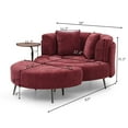 thumbnail image 7 of Oversize Round Barrel Chair with Ottoman, Extra Large Living Room Seating Set in Burgundy Chenille Fabric for Spacious Comfort, 7 of 7