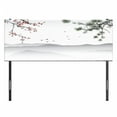 thumbnail image 3 of Floral Headboard, Chinese Painting Style Art Tree Branches Birds Mountains Landscape Art, Upholstered Decorative Metal Bed Headboard with Memory Foam, Full Size, Red Green Black, by Ambesonne, 3 of 4