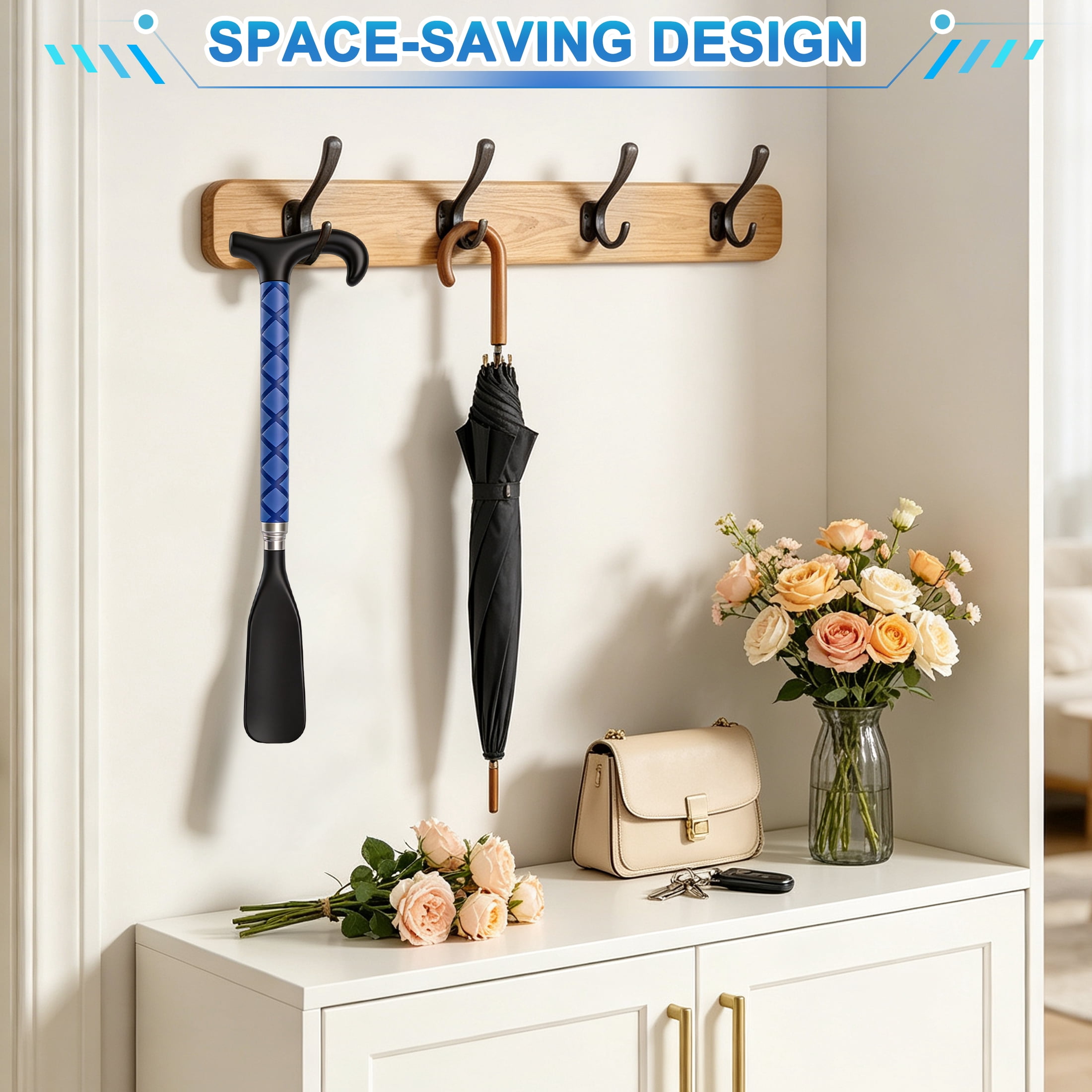 GARITIN Shoe Horn with Long Handle, Rust-Proof Stainless Steel Shoe Helper for Seniors Men & Pregnant Women