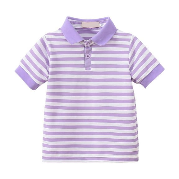 Xudanell Boys Shirts Comfortable Breathable Boys Clothes Fashion Boys Short Sleeve Tops 1-11 Years Birthday Boy Shirt T-Shirts Lapel Stripe Boys Short Sleeve