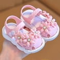 thumbnail image 6 of Shadoumai Baby Girls' Flat Sandals With Adjustable Strap Flower Closed Toe Hollow Lightweight Soft Sandals Summer Beach Shoes (Beige, 4 Infant), 6 of 9
