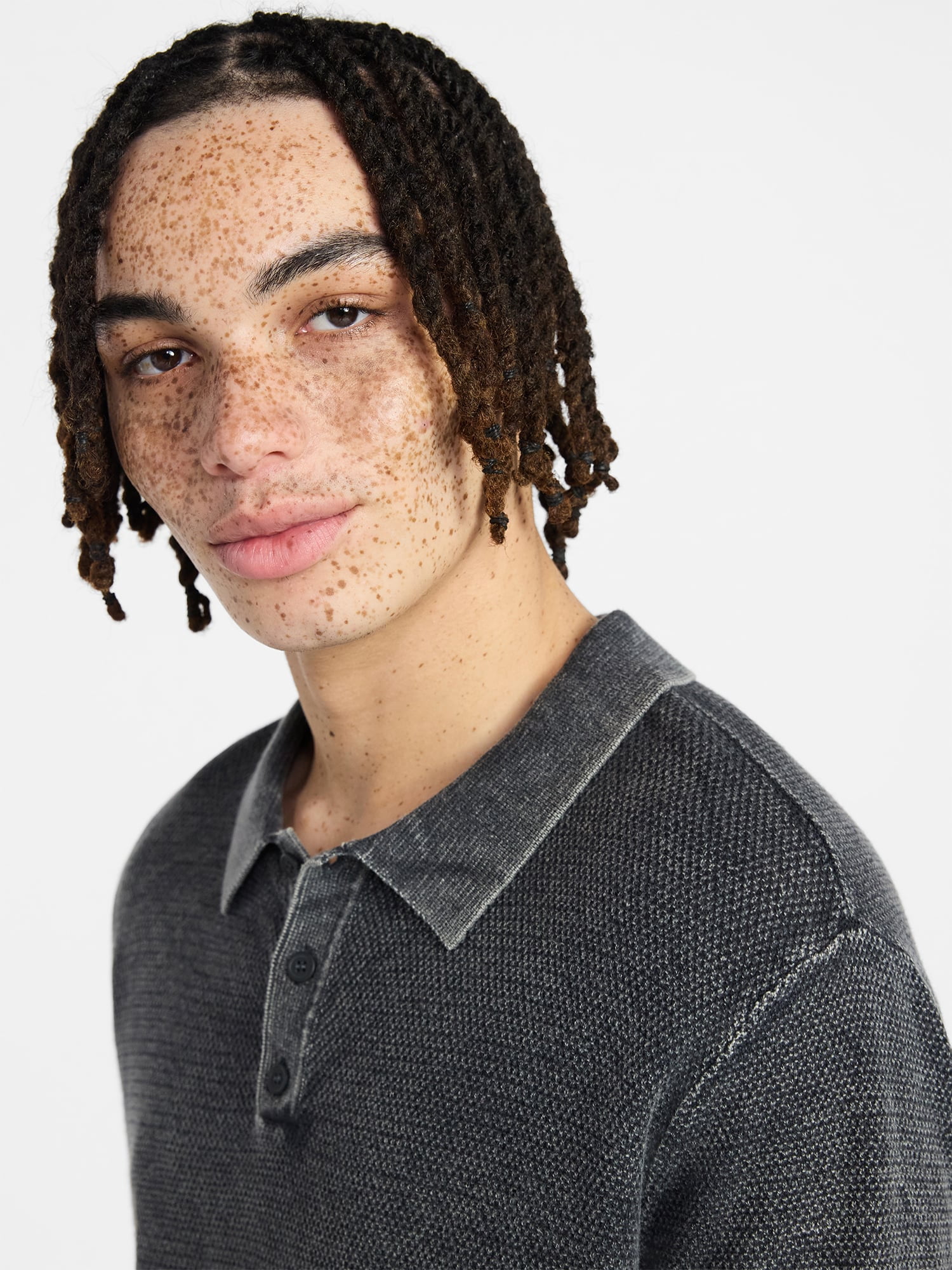 No Boundaries Mesh Polo Sweater with Short Sleeves, Men's XS-3XL