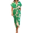 thumbnail image 1 of Kcodviy Robe Décontractée pour Femmes à Imprimé, Col à Revers, Manches Courtes, Taille Haute, Robes Longues pour Femmes, Taille Haute, Longue Robe-Chemise, 1 of 7