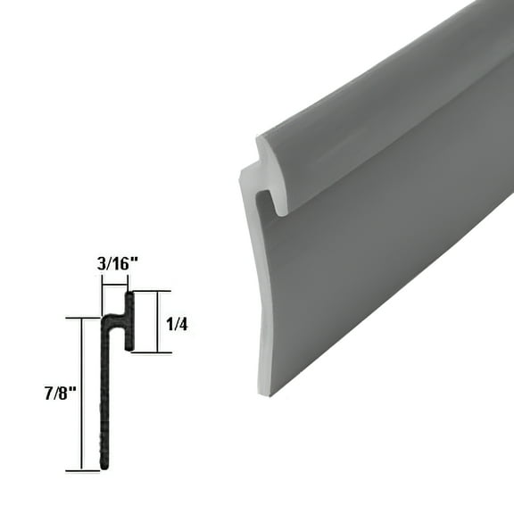 Angled Gray Vinyl Framed Shower Door Drip Rail - 7 ft long