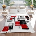 thumbnail image 3 of Space Design Sense Flannel Blanket for Bed,Travel and Camping, Abstract Black Red Suqare Stitching Super Soft Cozy Blanket for All Seasons 30"x40", 3 of 7