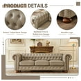 thumbnail image 4 of Noodeniya Chesterfield Sofa with Rolled Arms, Upholstered Sofa Padded Seat, Button Tufted Sofa with Nailhead Trim and Backrest, Faux Leather Couch, Khaki, 4 of 13