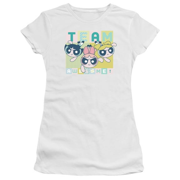 Powerpuff Girls Awesome Block S/S Junior Women's T-Shirt Sheer White