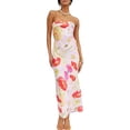 thumbnail image 1 of Vestido largo Realtix con estampado de satén de verano sin espalda para mujer, 1 of 5