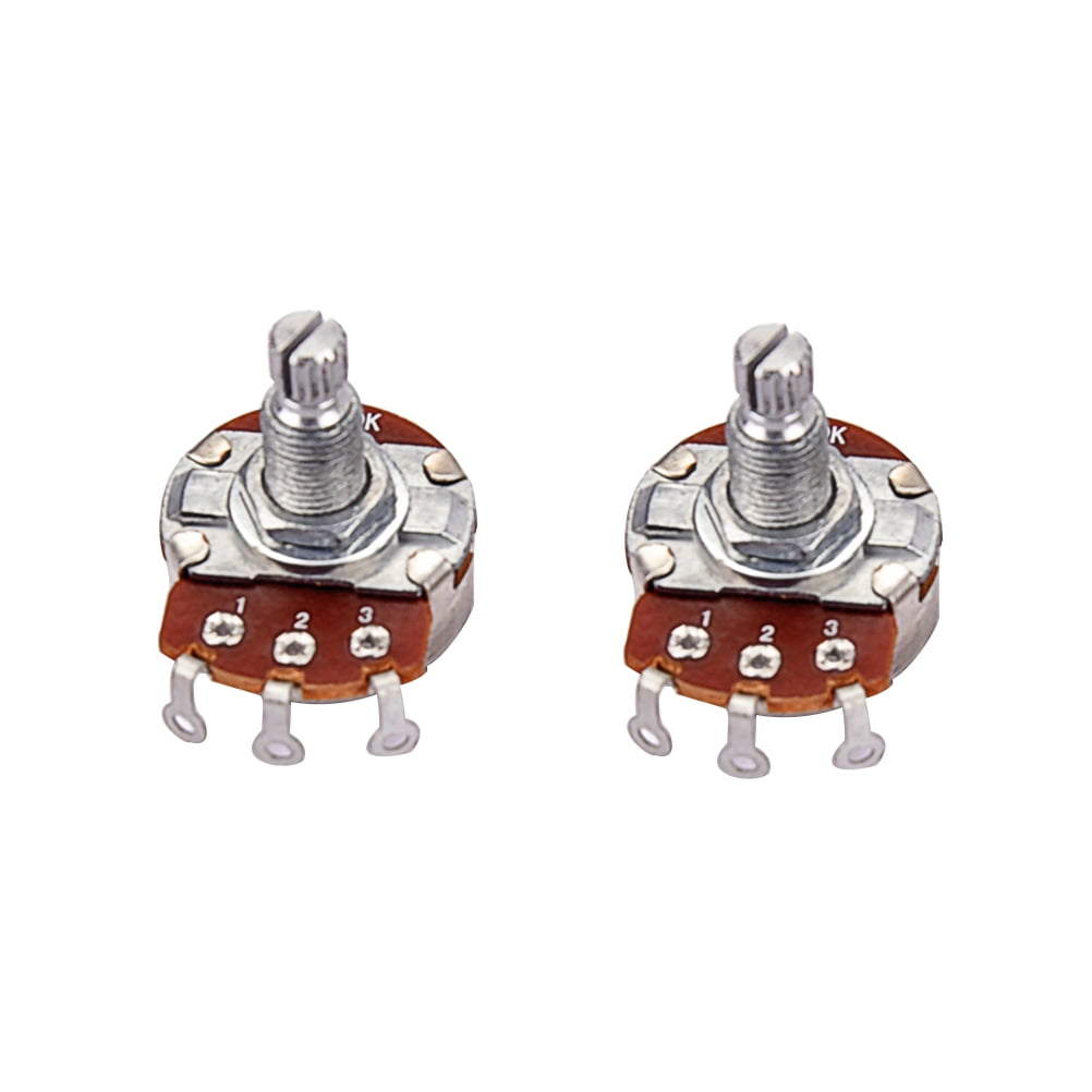 2 Pcs 250k Full Size Bass Pots Potentiometer Long Knurled Split Shaft