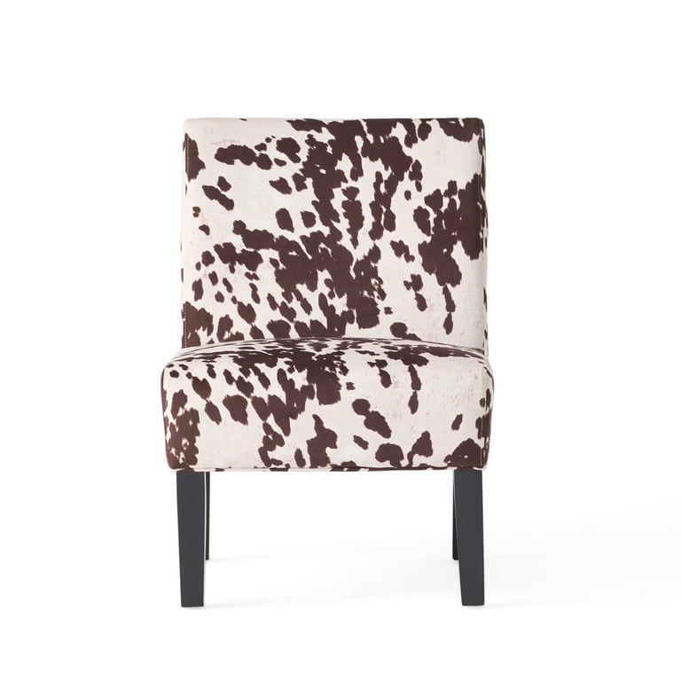 Black & White Faux Cowhide Fabric Armless Accent Chair Comfortable