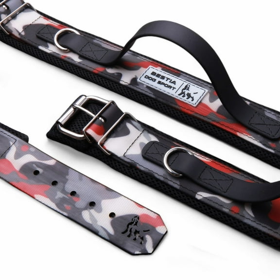 THE 2 INCH BESTIA DOG SPORT HANDLE COLLAR RED CAMO
