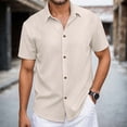 thumbnail image 2 of Mens Dress Shirts Summer Short Sleeve Jacquard Button Down Collared Business Casual Formal Work Shirt, 2 of 6