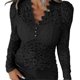 thumbnail image 1 of Women's Sexy Floral Lace Shirt Elegant Slim Fit Summer Tops Blouse Shirts Casual Work Party Tops, 1 of 4