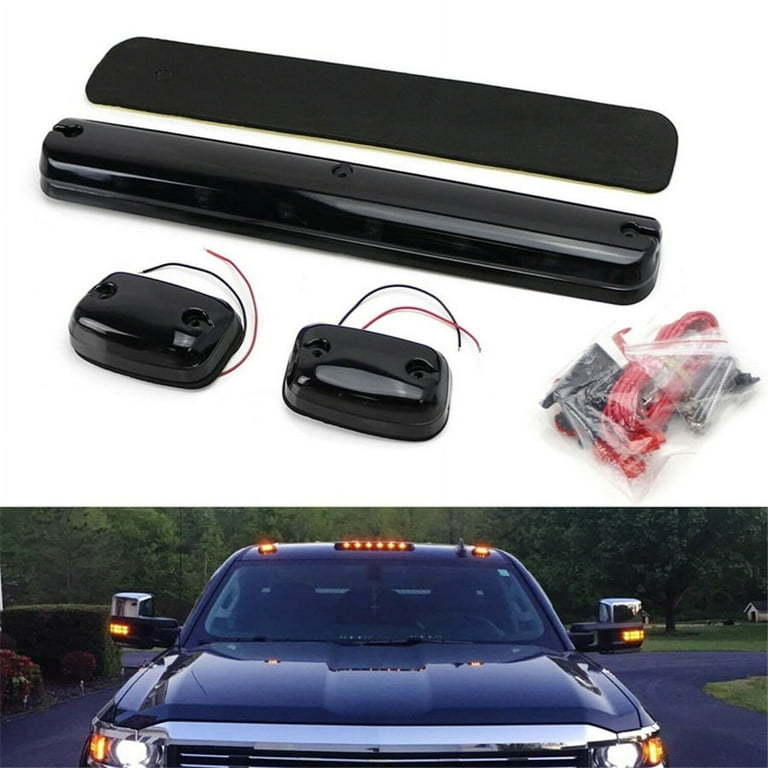 Partsam 3Pcs Smoked White Cab Marker Lights For Silverado/Sierra 2500