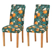 Yayeee 2 Pack Dining Chair Covers Stretch Parson Chairs Slipcovers Seat Protector, Orange Leaves