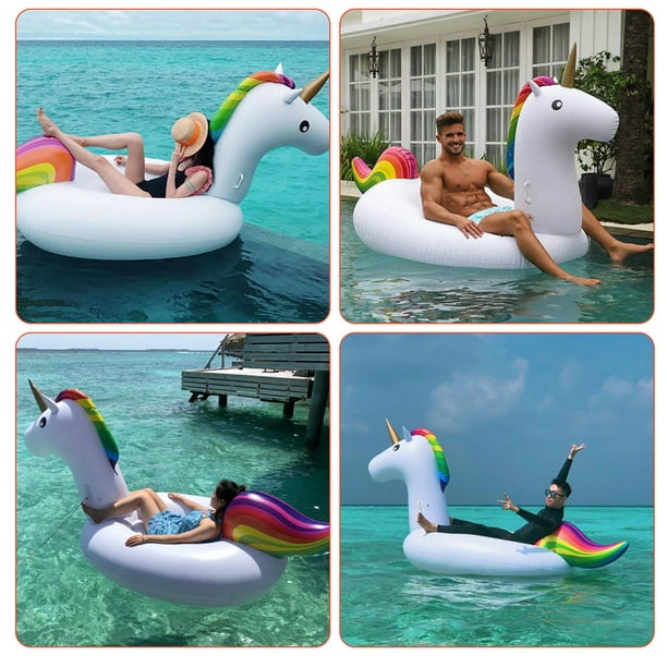 108 x 50 Inflatable Unicorn Pool Float Lounger, Summer Beach Party  Supplies Pool Floaties Ride On Unicorn Raft 