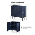thumbnail image 2 of Tina's Home 35" Tall Navy 2-Door Accent Cabinet with Linear Groove Design, Wood Legs, Storage Cabinet for Bedroom, Living Room, Bathroom or Entryway, 2 of 8