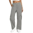 thumbnail image 4 of UAMVSH Wide Leg Cargo Pants for Women Lightweight Fall Outdoor Athletic Pants with Pockets High Waist Hiking Workout Pants(Large,Gray 1), 4 of 7