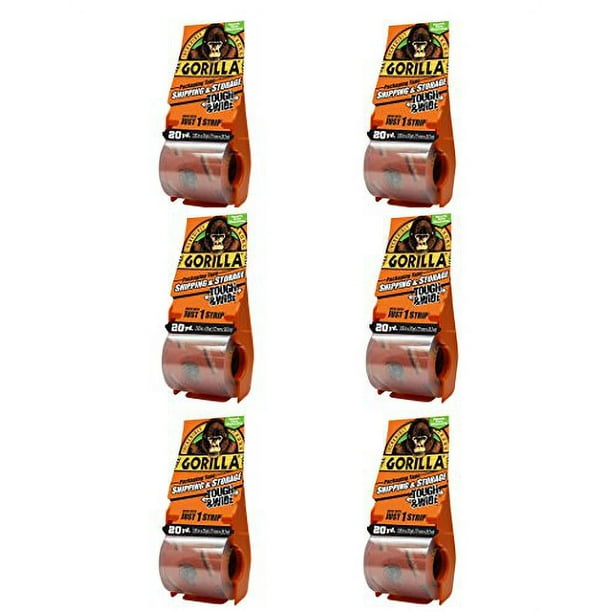 Gorilla 6020010 Packing Tape Tough & Wide Multipack with Dispenser, 2.