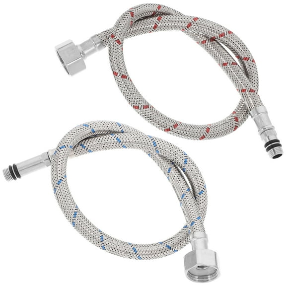 LEORX Bathroom Kitchen Faucet Connector with Stainless Steel Braided Hose Flexible Supply Line Extension 2 Pcs