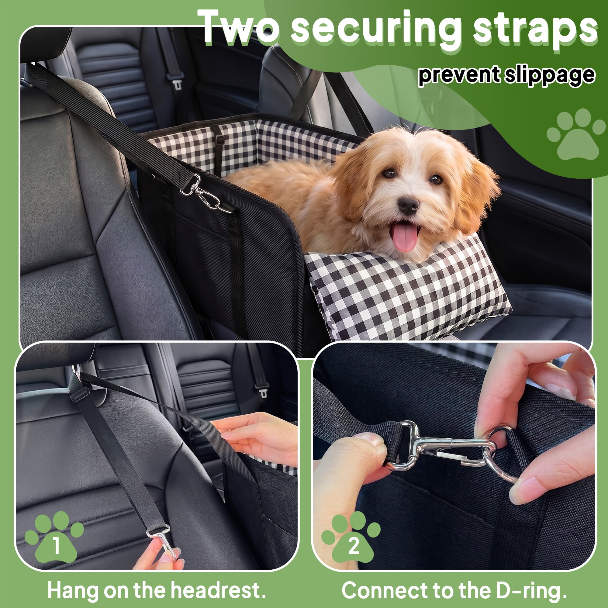 Yucurem Dog Car Seat for Small Dog & Cat, Portable Pet Booster Seat with Soft Cushion and Safety Belt, Anti-Collapse, Black